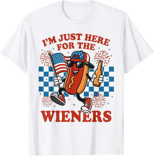 I'm Just Here For The Wieners Funny Hot Dog 4th Of July T-Shirt