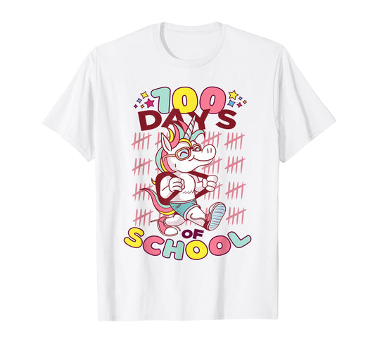 Unicorn Student 100th Day of School Teacher Kids 100 Days T-Shirt