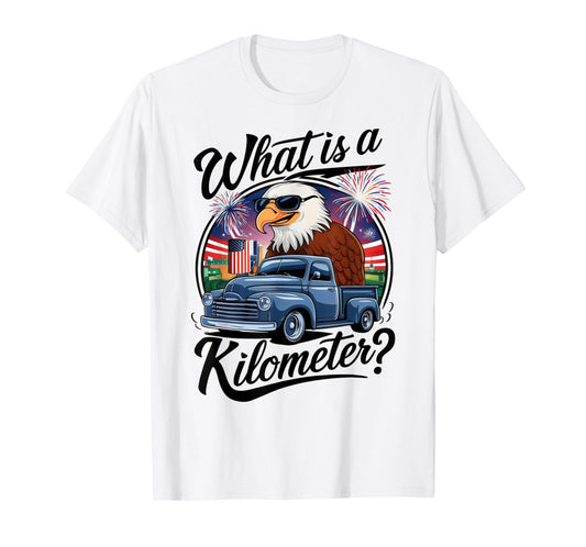 What is a Kilometer 4th of July Eagle Riding Truck T-Shirt for Women Men
