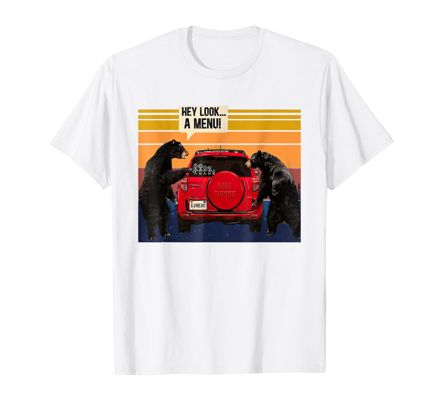 hey look the menu mountains forest camping wilderness bear T-Shirt