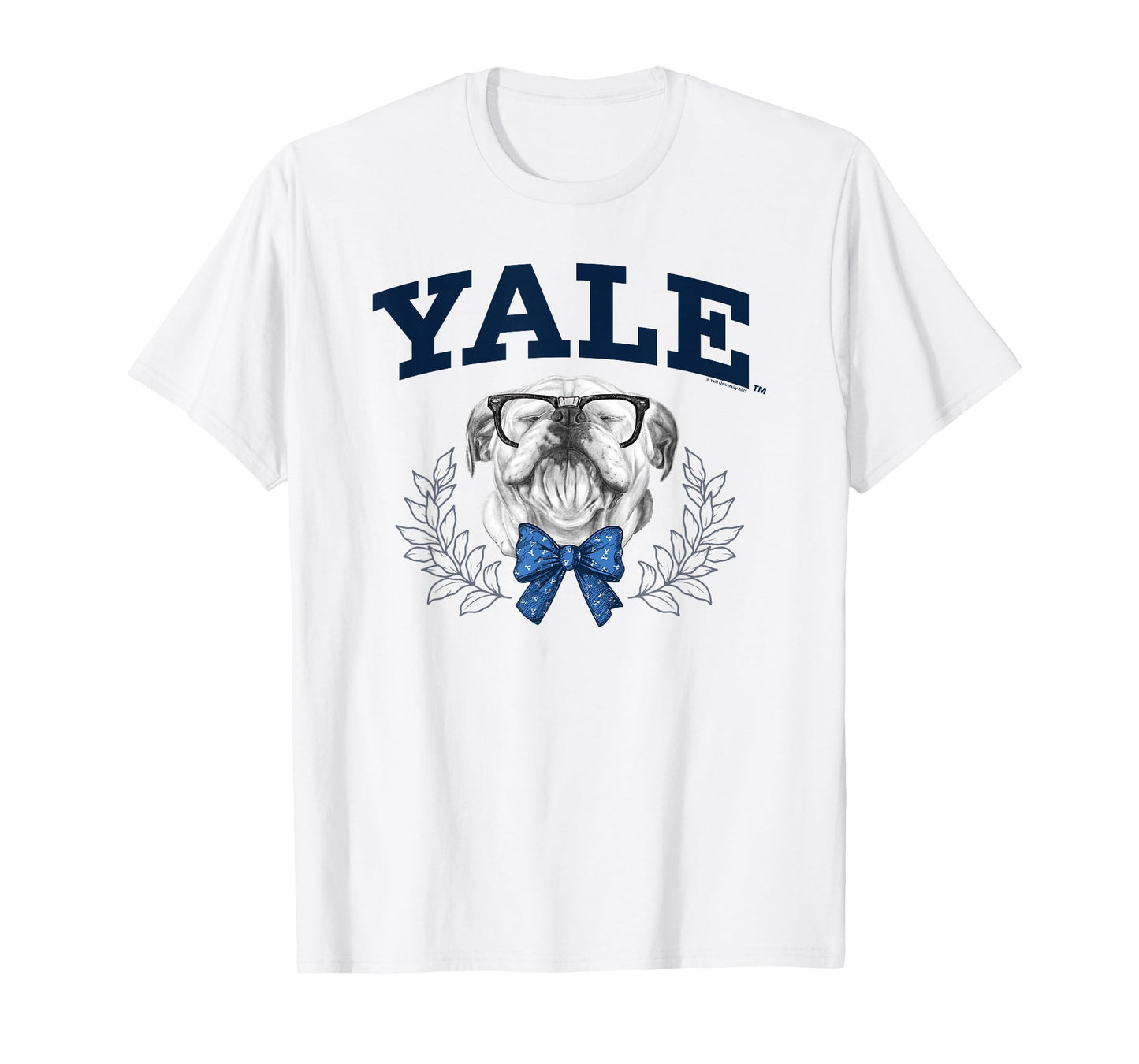 Yale University Bulldog Handsome Dan with Glasses and Bow T-Shirt