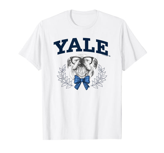 Yale University Bulldog Handsome Dan with Glasses and Bow T-Shirt