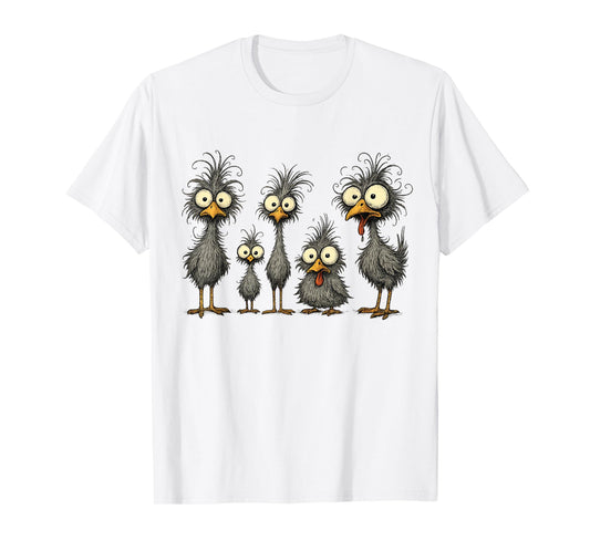 Funny Crazy Chicken Family Cartoon Cute Colorful Chicken Art T-Shirt