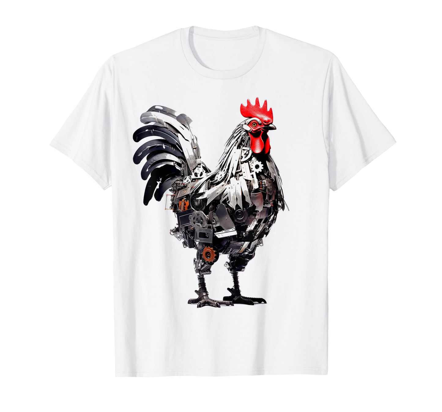 Chicken Robot Art Animal Lover Portrait Graphic Chicken T-Shirt