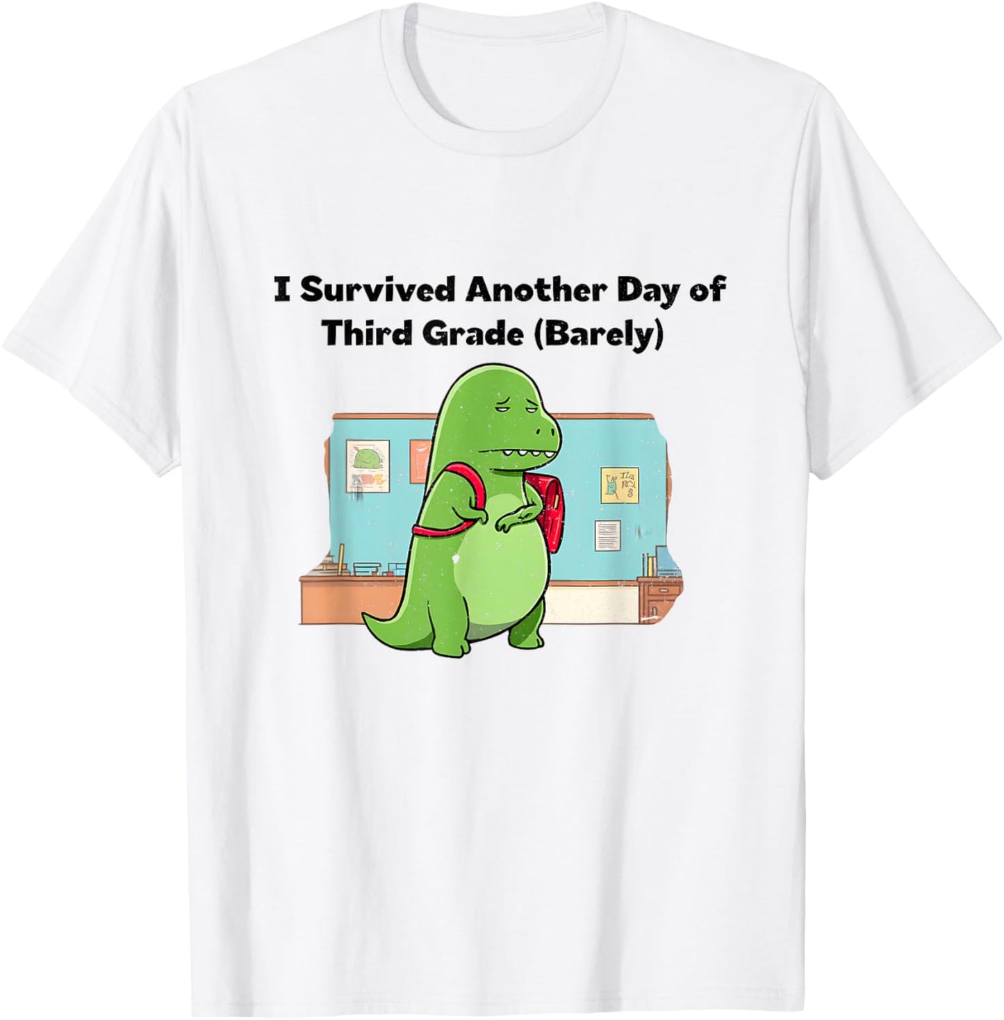 Funny Third Grade Dinosaur Exhausted School T-Shirt