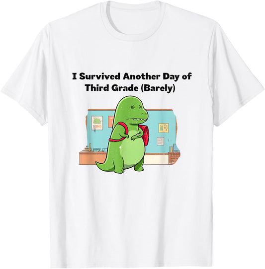 Funny Third Grade Dinosaur Exhausted School T-Shirt
