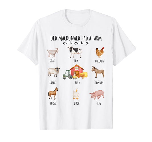 Toddler Kids Old MacDonald Had a Farm E-I-E-I-O Nursery Song T-Shirt
