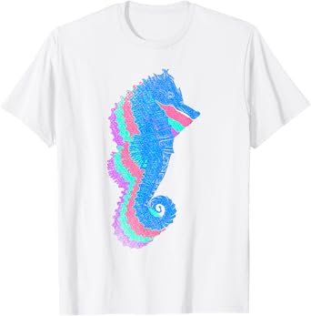 Underwater Sea Fish Ocean Animal Biology Colorful Seahorse T-Shirt