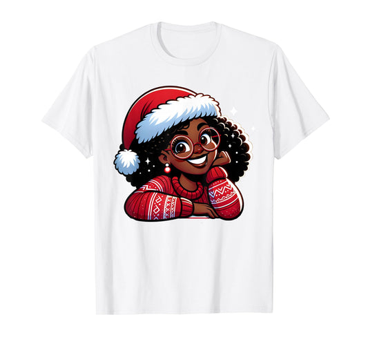African American Merry Christmas African Black Women Girls T-Shirt