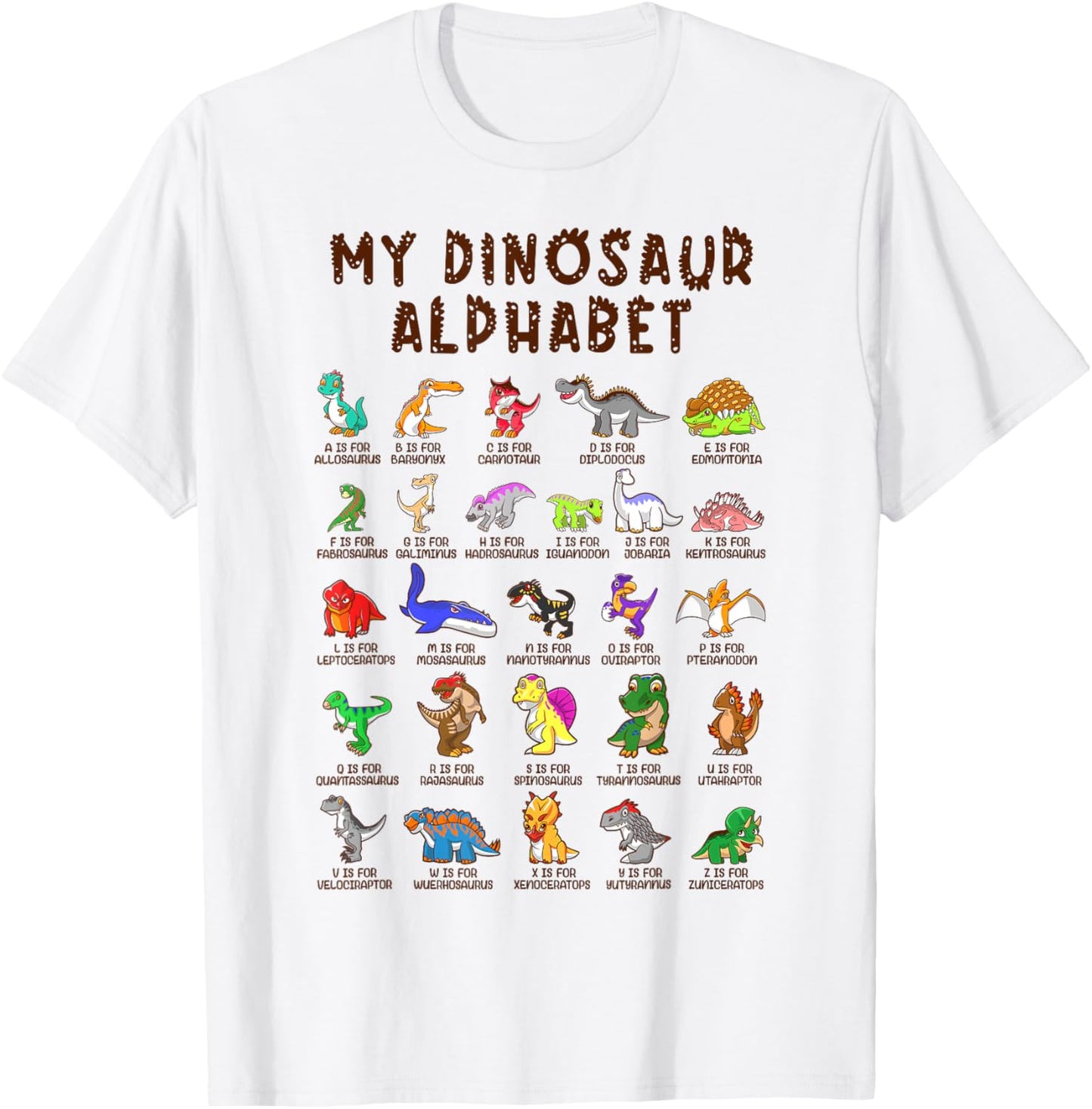 Types Of Dinosaurs Alphabet Dino Identification T-Shirt
