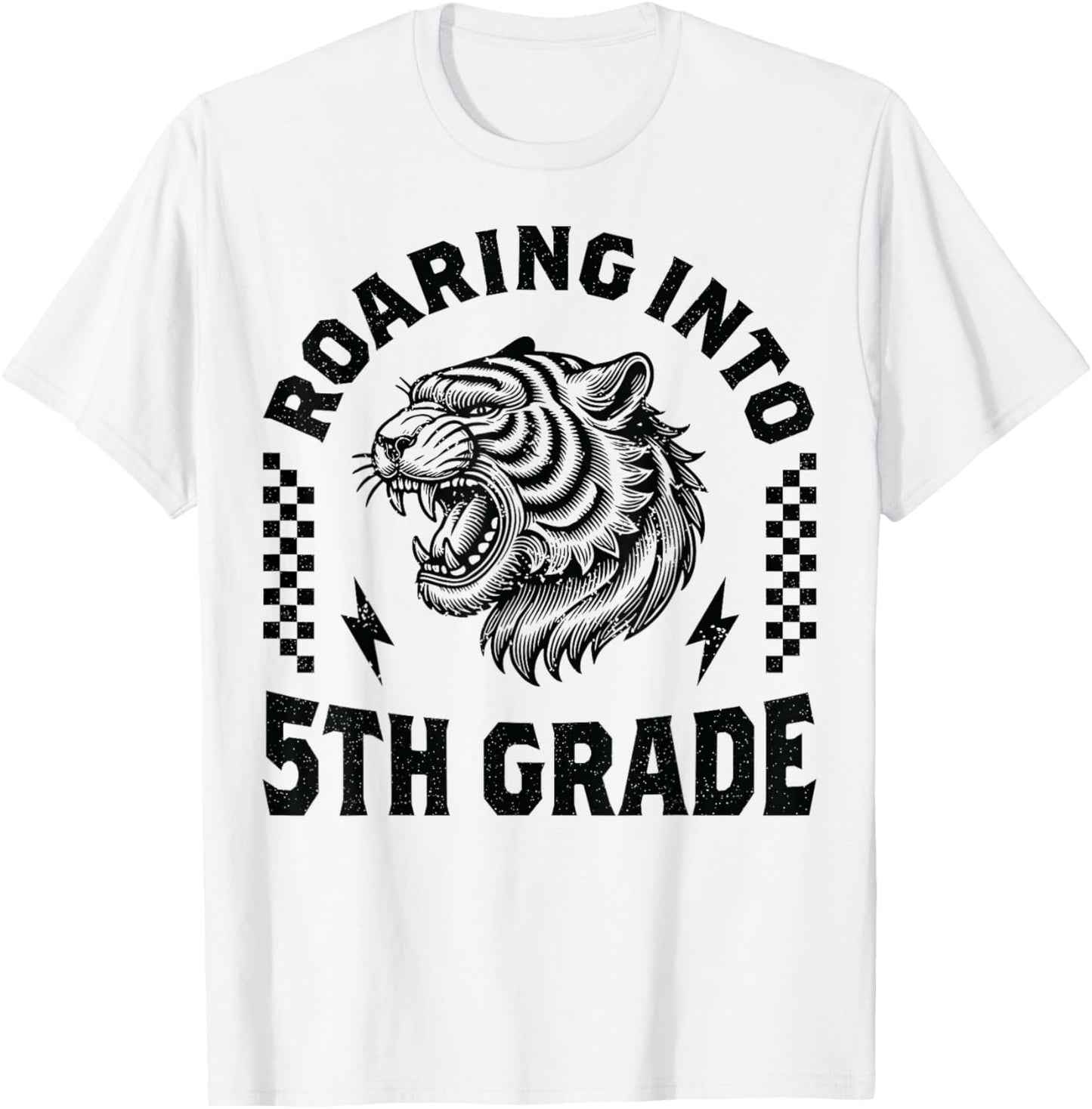 Roaring Into 5th Grade Tiger Back to School Boy Girl Funny T-Shirt