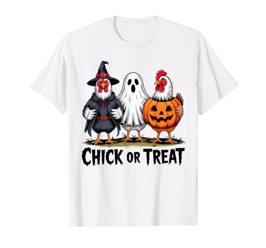 Chick Or Treat Spooky Witch Ghost Pumpkin Chicken Halloween T-Shirt