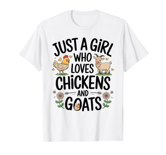 Just A Girl Who Loves Chicken And Goats Farming Farmer Women T-Shirt