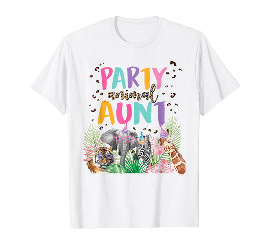 Aunt Of The Birthday Boy Zoo Theme Animal Party T-Shirt