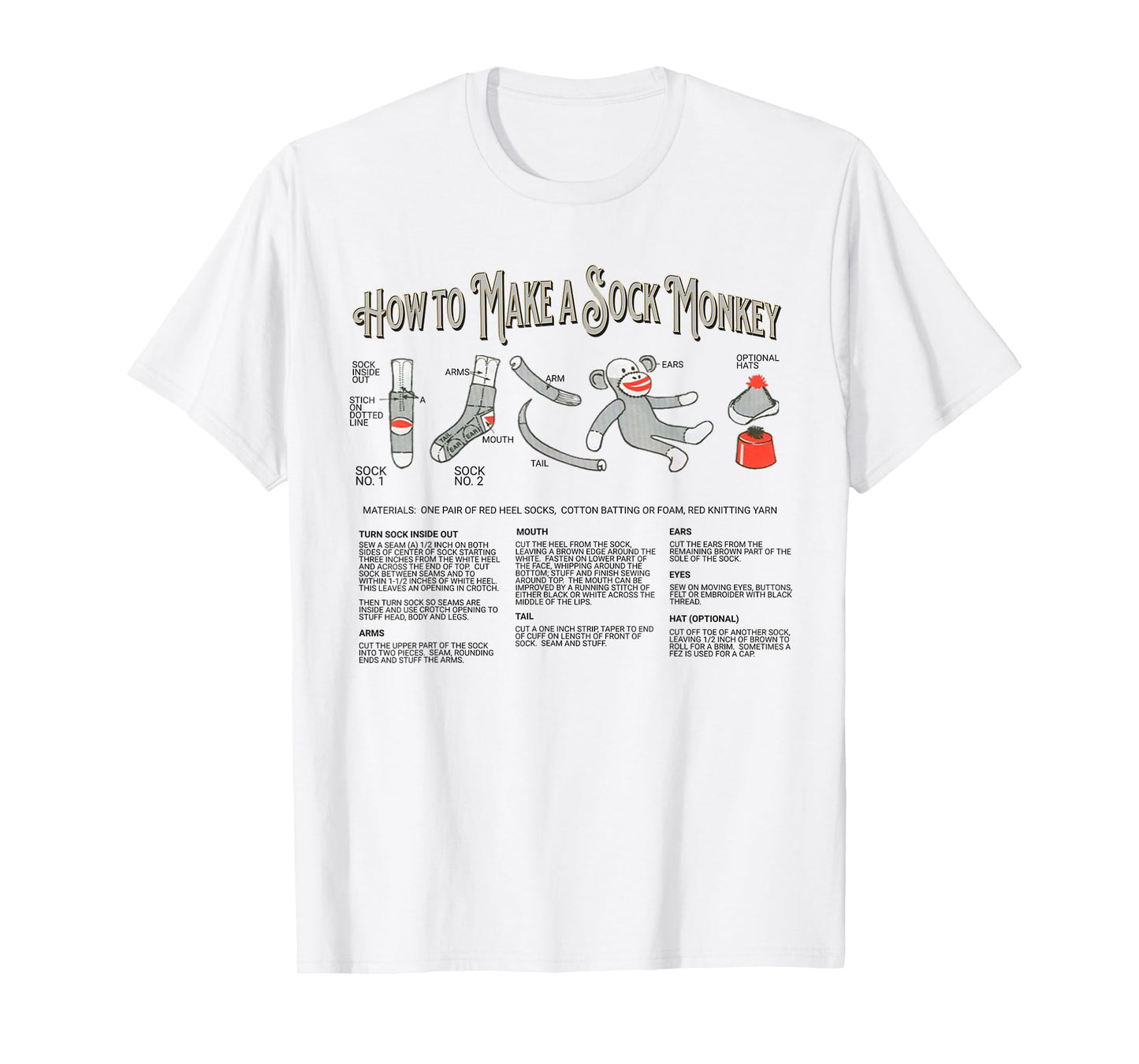 How to Make a Sock Monkey Vintage Sock Monkeys T-Shirt