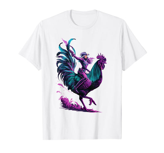 Cowgirl Riding Chicken T-Shirt