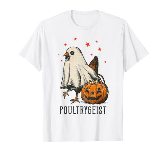Poultrygeist Funny Halloween Chicken Ghost Costume Pumpkin T-Shirt