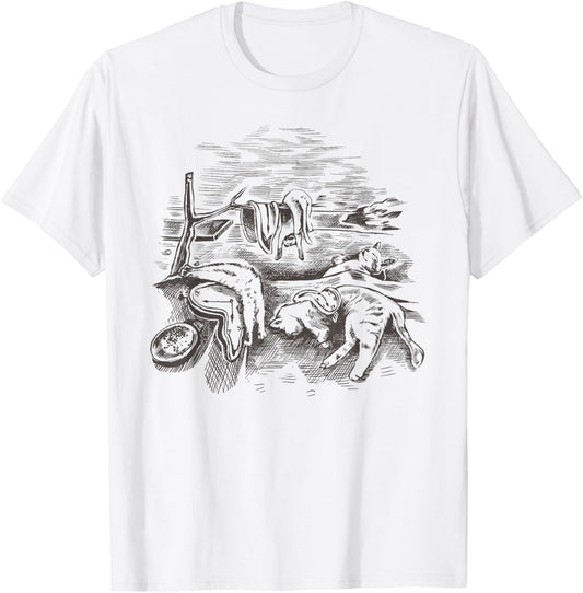 The Persistence of Memory Dali Clock Cats Parody Men Women T-Shirt