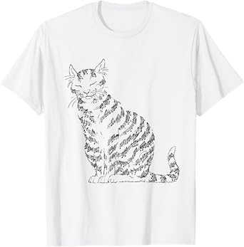 Cute Cat Kitty Playing Music Note Clef Musician Art Men Women Kids T-Shirt
