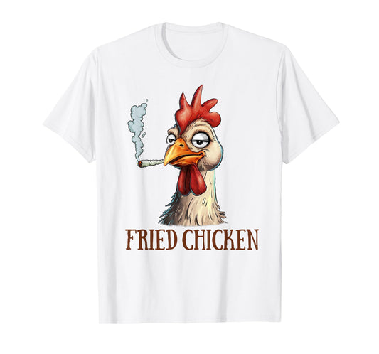 Cannabis Weed Lover 420 Chicken Smoking Stoned Fried Chicken T-Shirt
