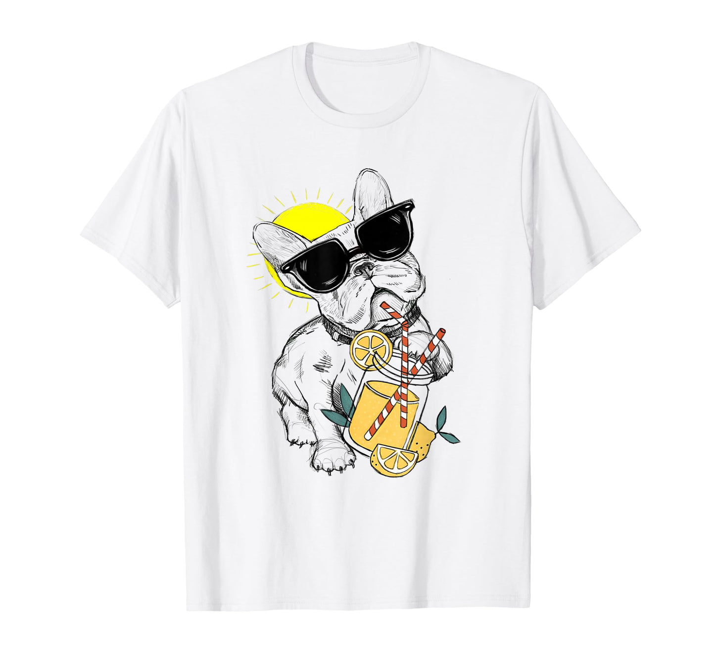 Funny French Bulldog Glasses Summer Lemonade Gift T-Shirt for Men Women Kids