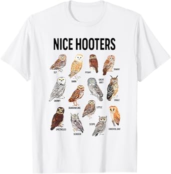 Nice Hooters Owl Pun Joke Funny Bird Watching Birdwatcher T-Shirt