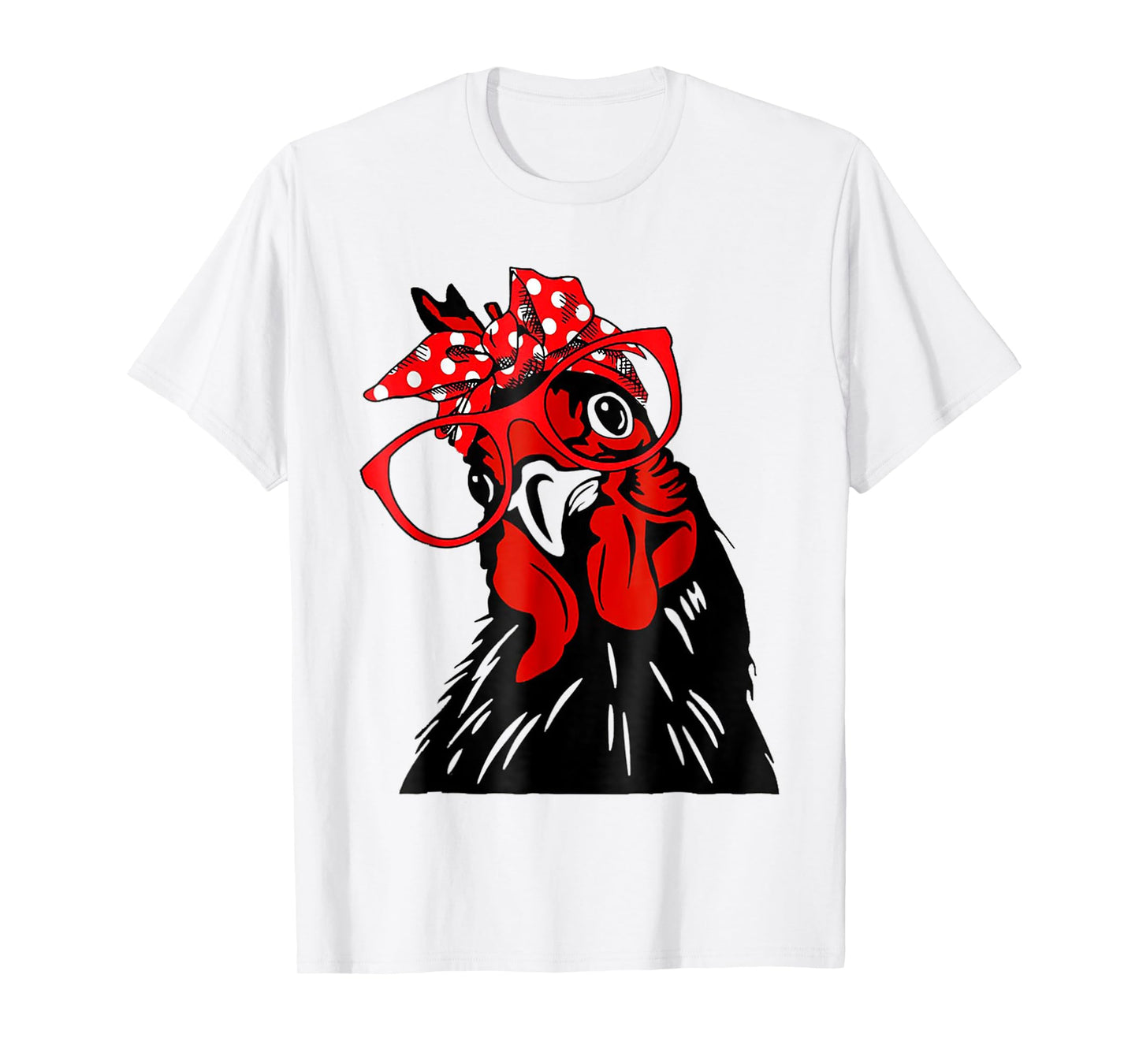cute Women Girl Chicken With Bandana Headband and Glasses T-Shirt