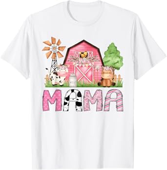 Mama Pink Farm Animal Birthday Kids Matching Family T-Shirt