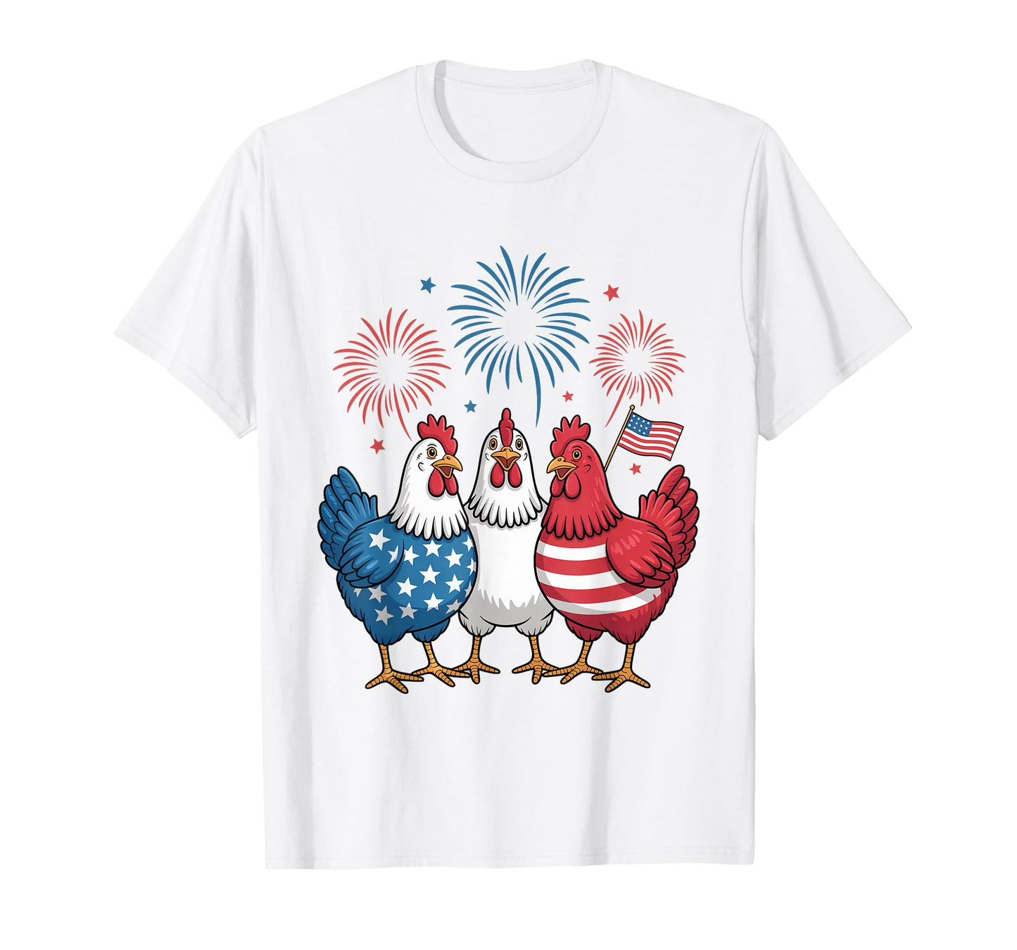 Funny Patriotic Chickens USA Flag 4th of July Chicken Lover T-Shirt