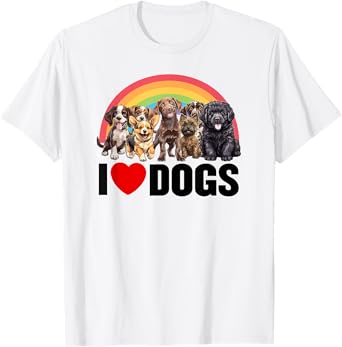 I Love Dogs Shirt, Cute Rainbow Shirt, Funny I Heart Dogs T-Shirt