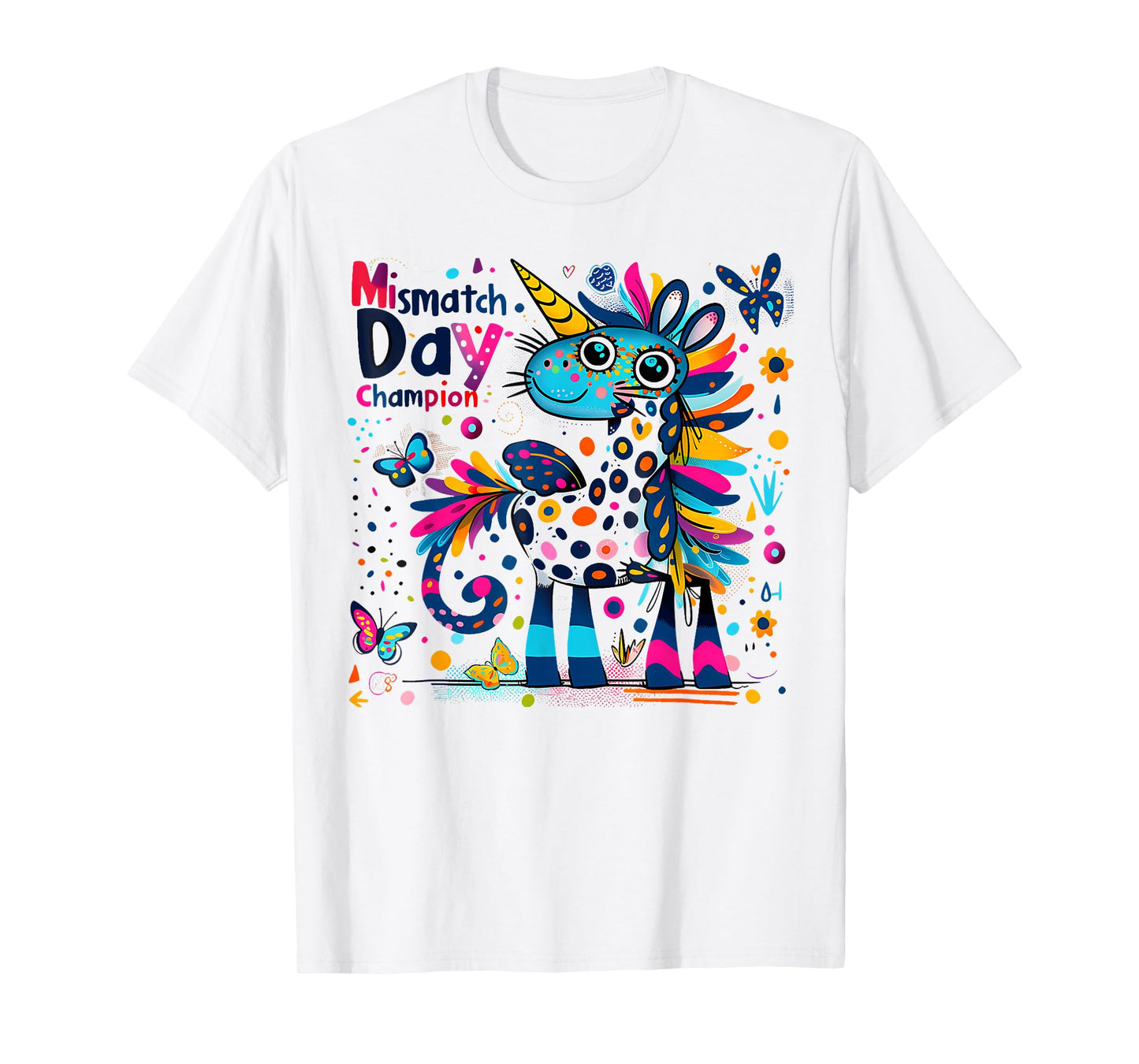 Mismatch Day Champion Funny Colorful Unicorn T-Shirt