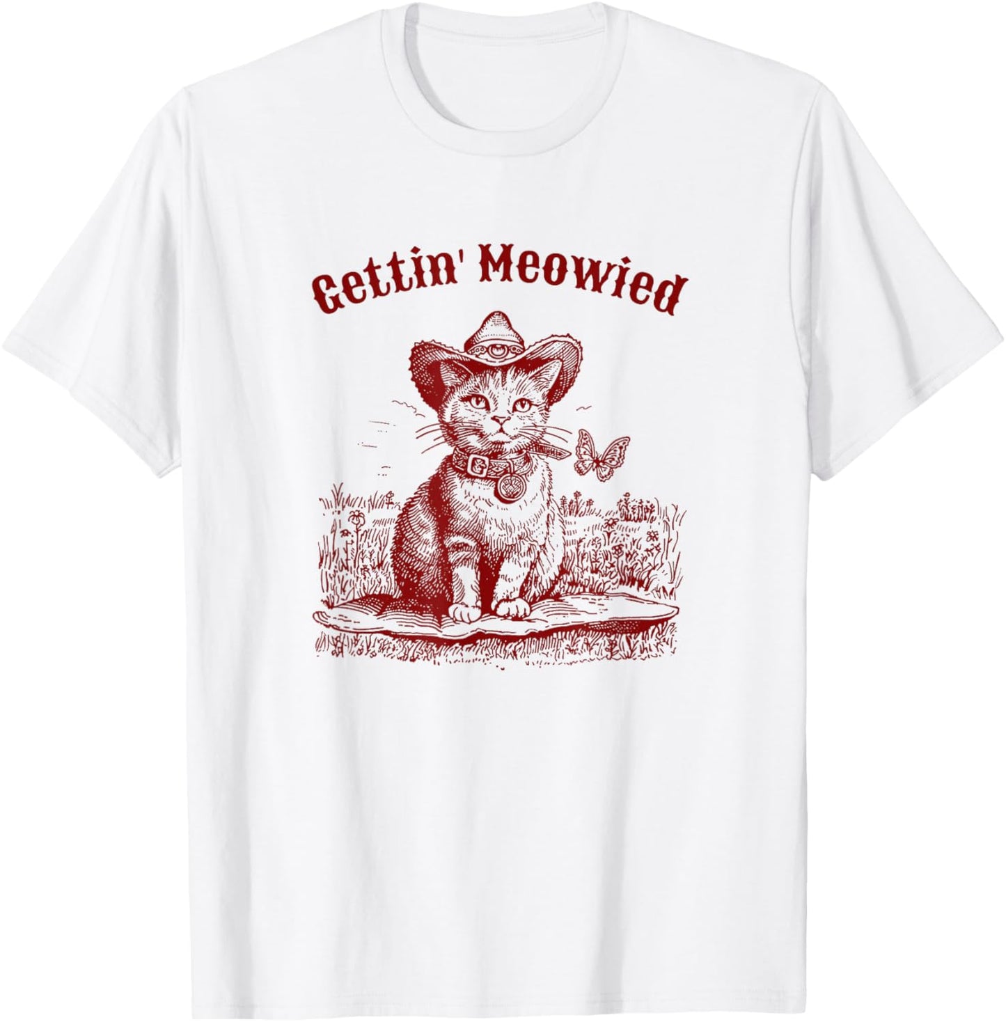 Meowdy Bachelorette Party Cowgirl Cowboy Cat Bridal Squad T-Shirt