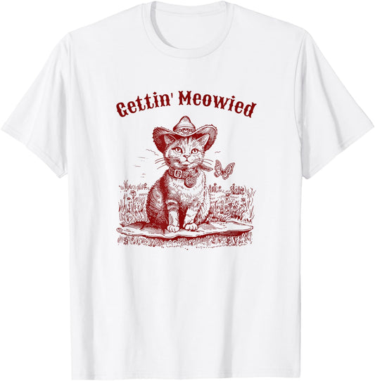 Meowdy Bachelorette Party Cowgirl Cowboy Cat Bridal Squad T-Shirt