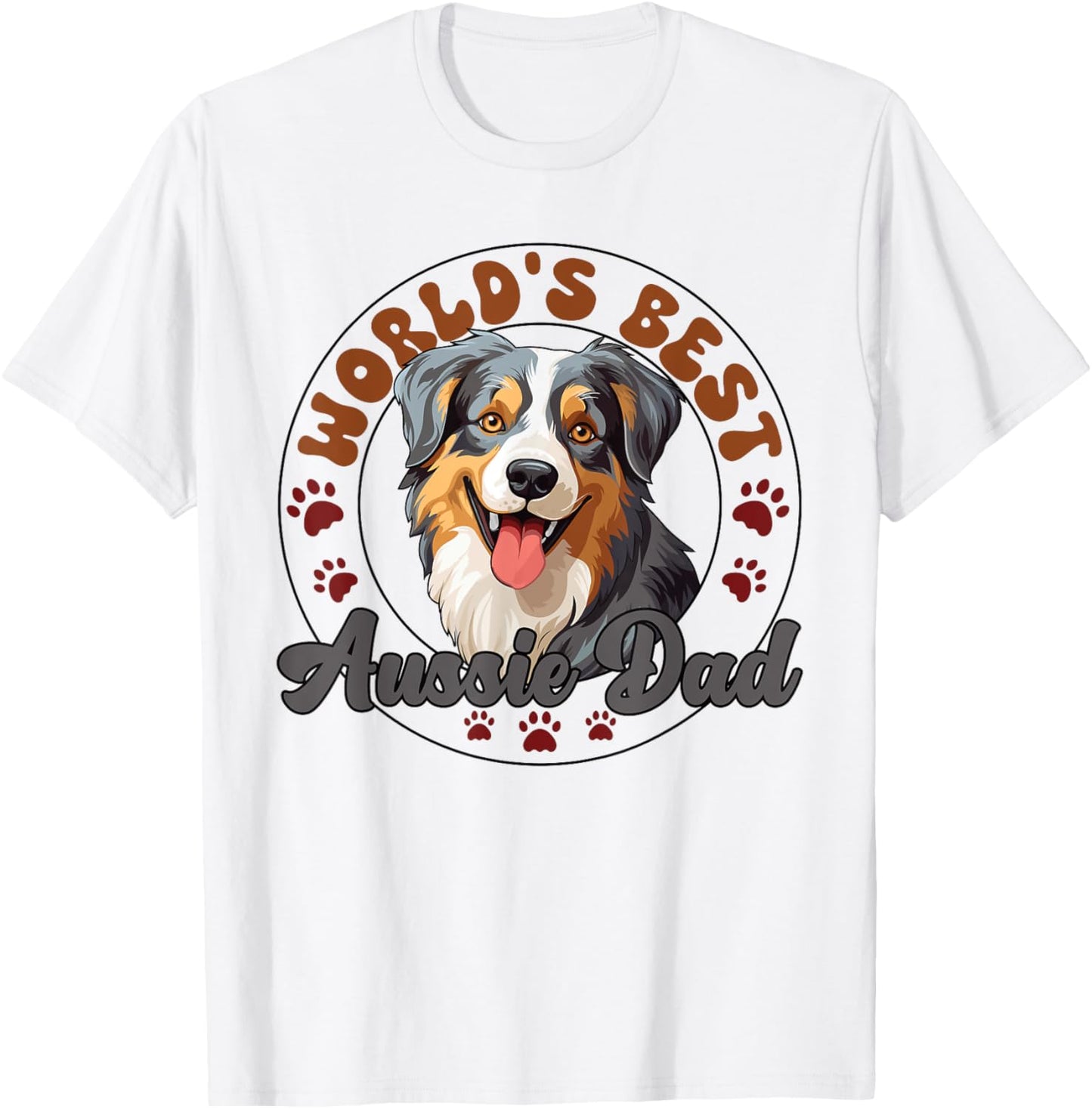 Australian Shepherd Blue Merle Dog Worlds Best Aussie Dad T-Shirt