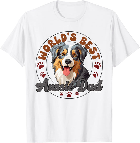 Australian Shepherd Blue Merle Dog Worlds Best Aussie Dad T-Shirt