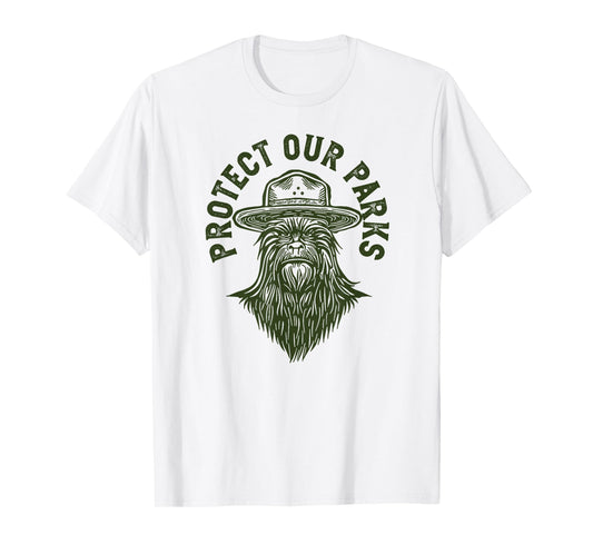 Giant Step Design Co. Protect Our Parks! Sasquatch Park Ranger Funny Bigfoot T-Shirt