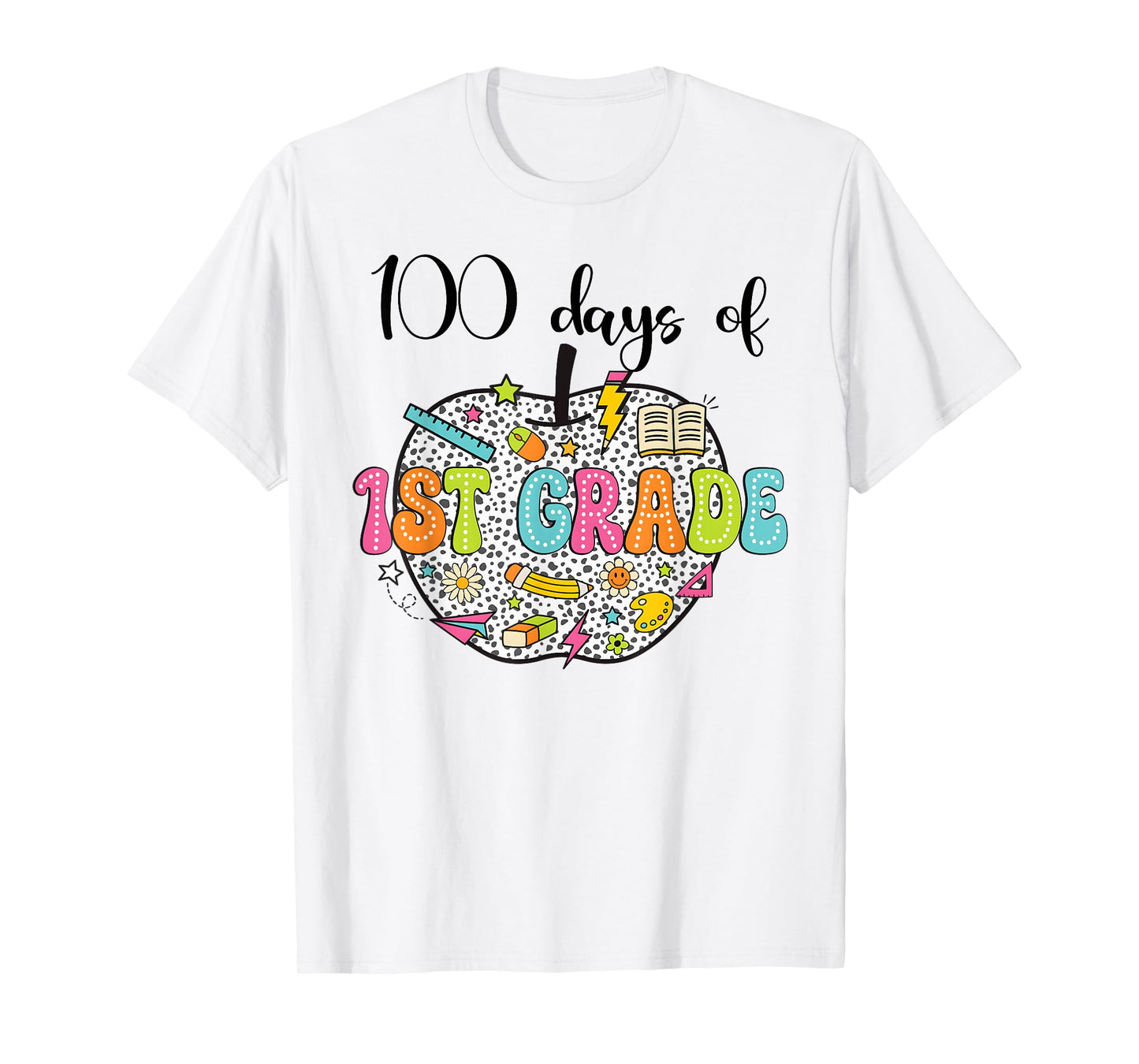 100th day of school shirt 100 days of 1st grade Bow Apple T-Shirt