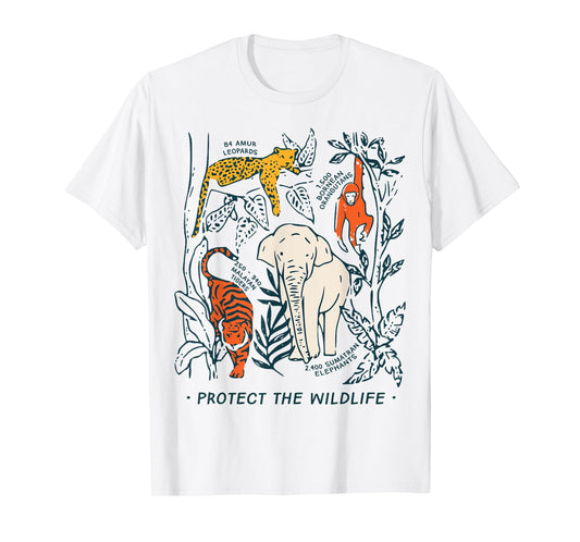 Protect The Wildlife Rescue Botanical Chart Endangered T-Shirt