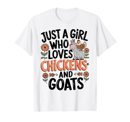 Just A Girl Who Loves Chicken And Goats Farming Farmer Women T-Shirt