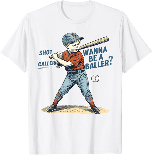 Vintage Wanna Be Retro Baller Shot Caller Baseball Game Day T-Shirt