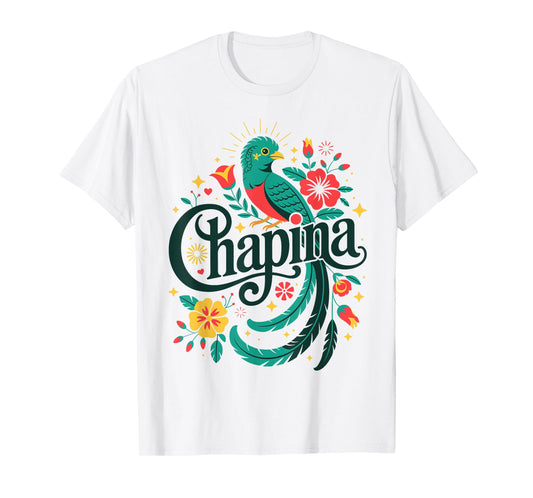 Chapina Guatemalan Pride Design with Quetzal Bird T-Shirt