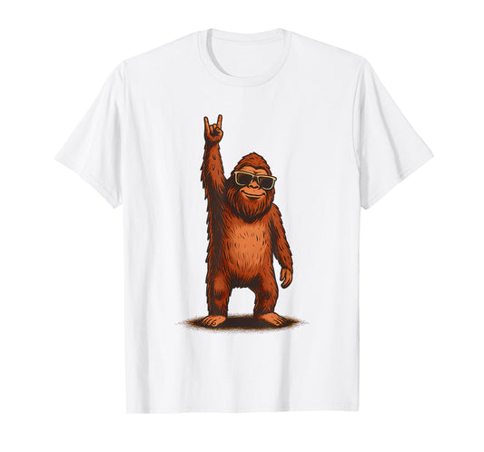 Retro Bigfoot Rock Music Lover Funny Bigfoot Men Women T-Shirt