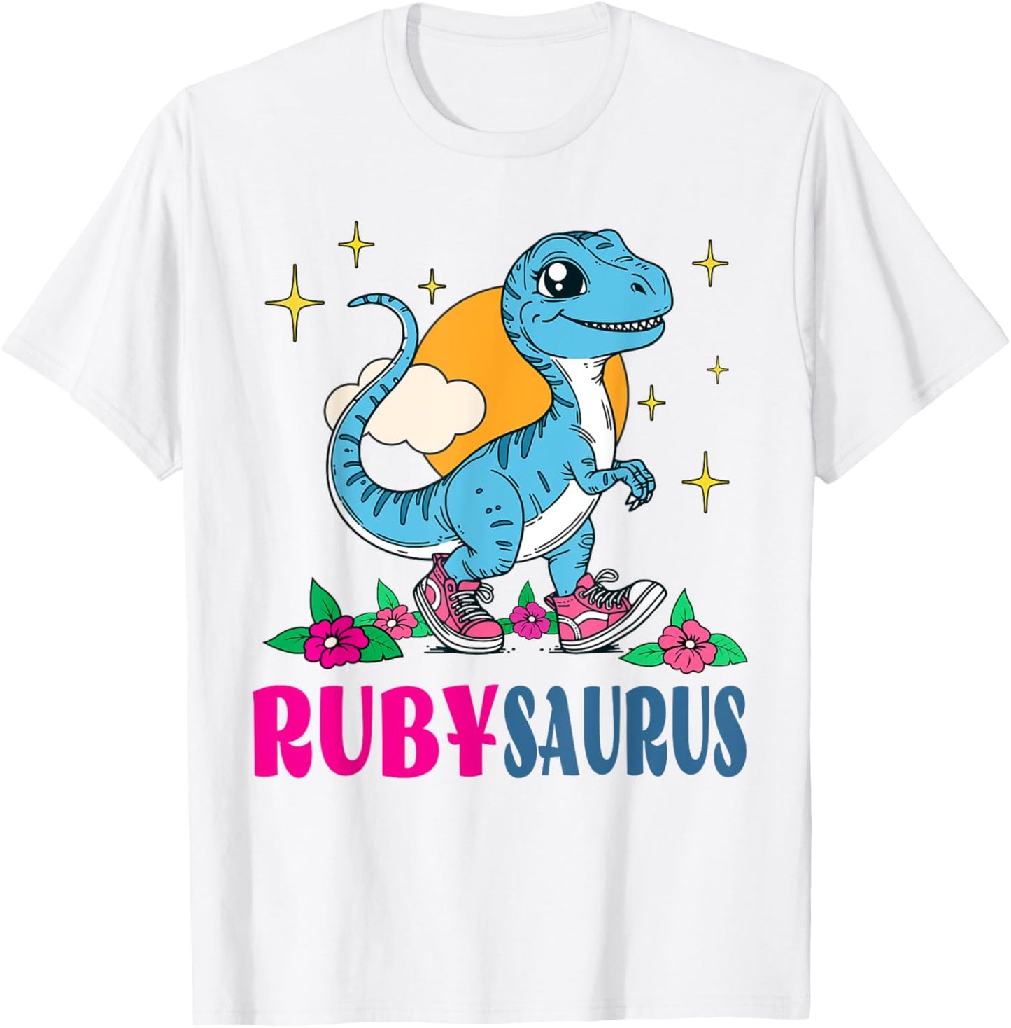 Ruby RUBYSAURUS Personalized Name Dinosaur Birthday T-Shirt