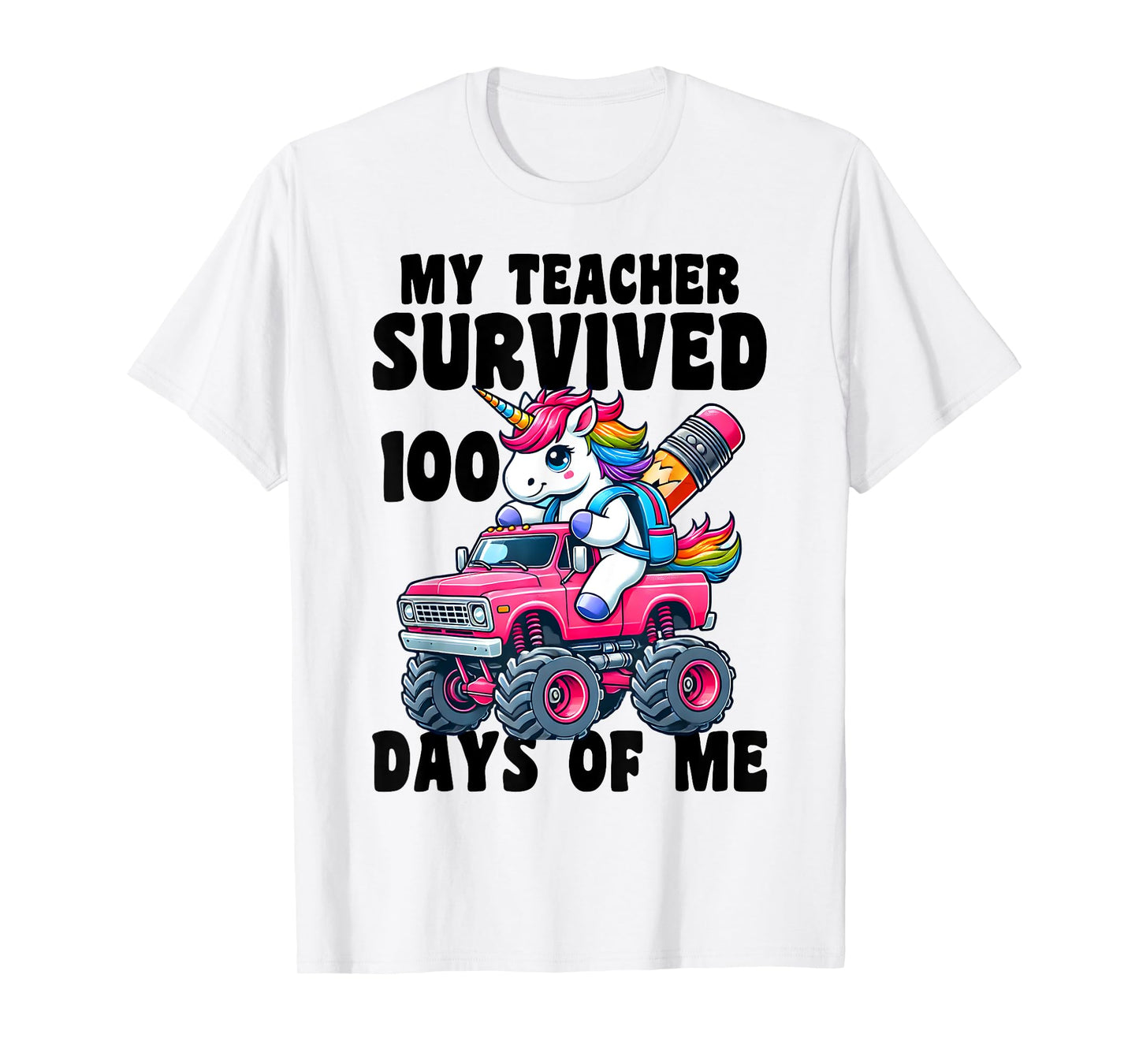 Cute 100 Days Of School 100th Day of School Unicorn Girls T-Shirt
