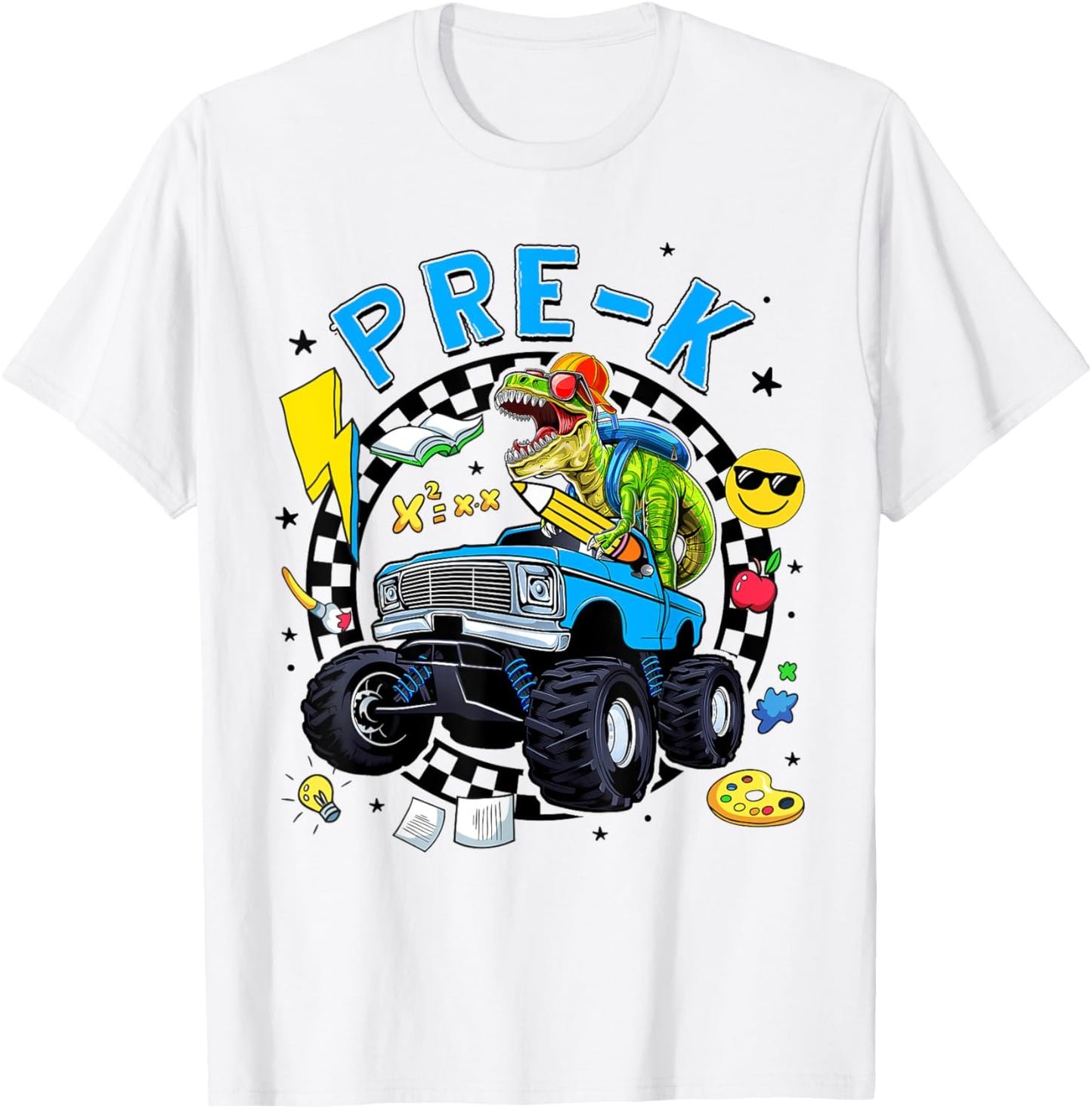 Cute Pre-K Dinosaur Dino Truck Back To School Kids Boys T-Shirt