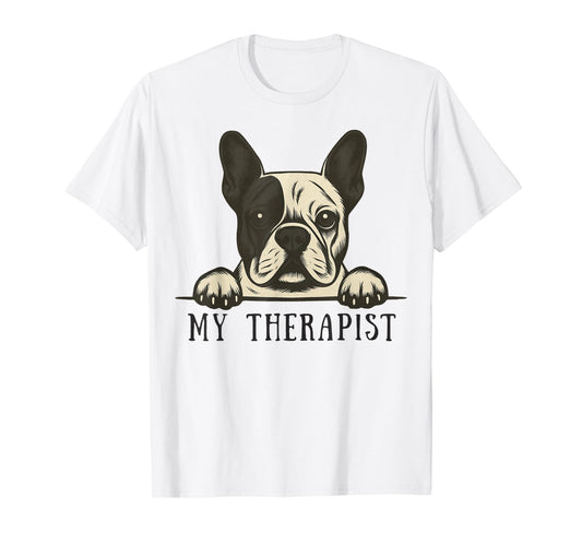 Piebald French Bulldog Therapist Dog Owner T-Shirt