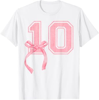 Birthday Girl Pink Coquette Bow 10 Year Old Aesthetic Girly T-Shirt