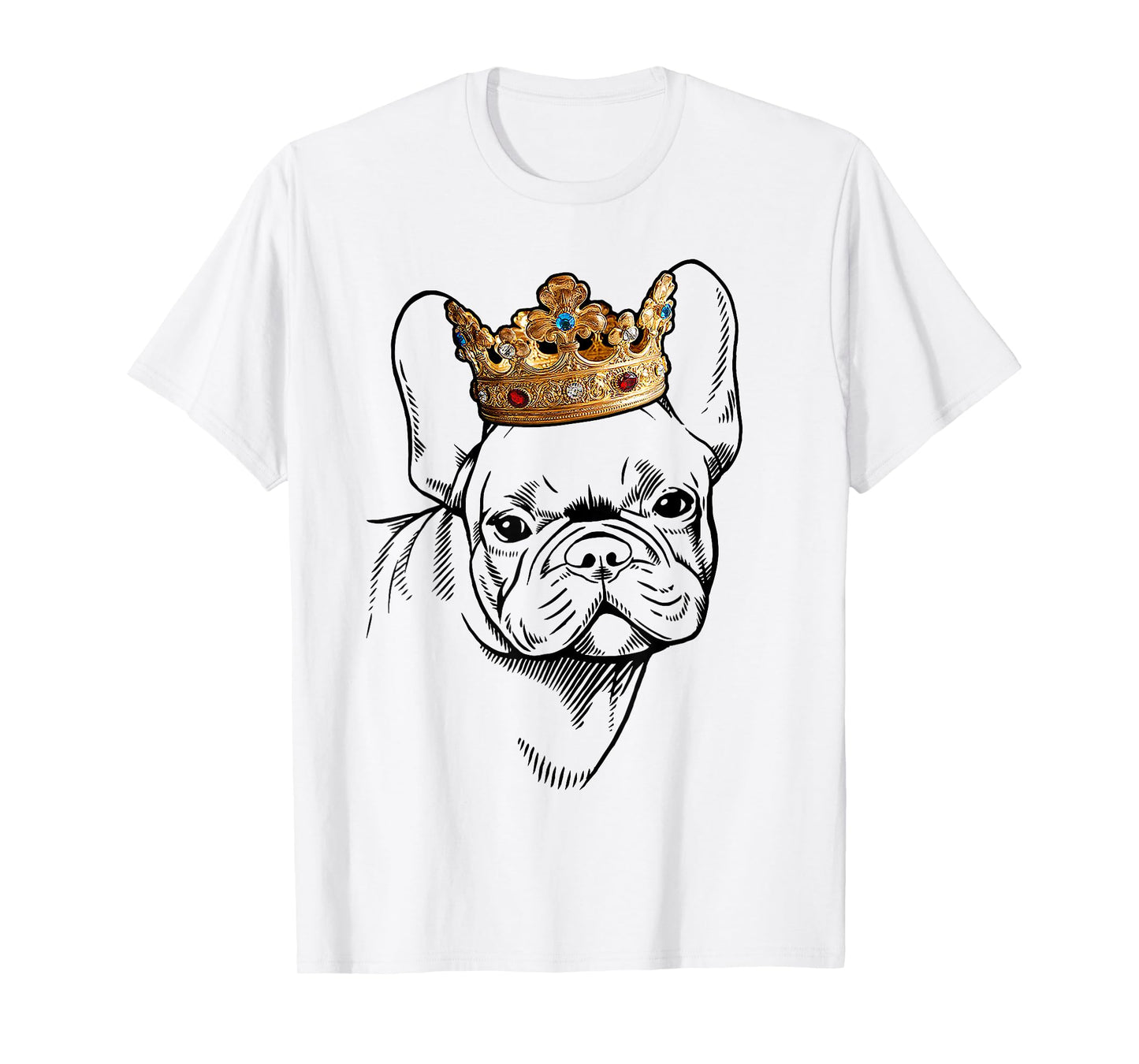 French Bulldog Wearing Crown T-Shirt for Men Women Kids