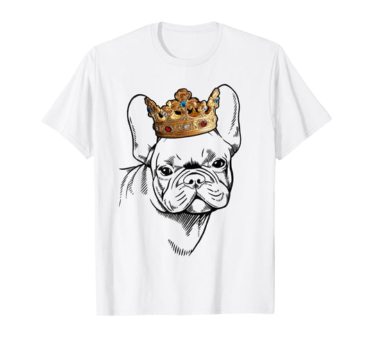 French Bulldog Wearing Crown T-Shirt for Men Women Kids