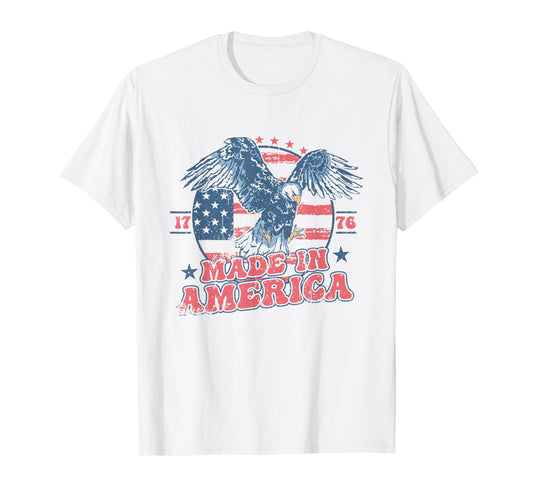 Made In America USA Flag Eagle 4th of July Patriotic Freedom T-Shirt for Women Men